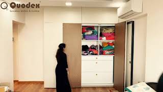 Sliding folding wardrobe Hettich Sliding Folding Fitting Marine ply modular Wardrobe Full Hight [upl. by Rafaela328]