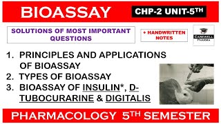 Solution  Bioassay  Insulin dtubocurarine Digitalis  Types  Unit 5  Pharmacology 5 sem [upl. by Worra]