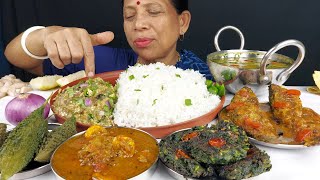 FOOD EATING SHOW DELICIOUS INDIAN FISH WITH RICE THALI MUKBANG [upl. by Hanson]