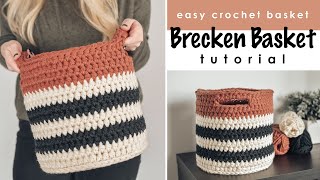 How to Crochet a Basket  Easy Crochet Basket Tutorial  Brecken Basket Crochet Pattern [upl. by Nwadrebma]