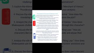 King Lear l The Merchant of Venice Practice questions l Written by Shakespeare [upl. by Ingmar568]