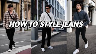 How To Style Black Jeans  3 EASY Outfits Ideas  Mens Fashion [upl. by Cort]