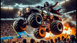 💀 SKELETOR Monster Jam Speed Death Jump  Insane Stunt 🚗 [upl. by Sissy]