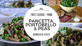 PASTA WITH PANCETTA PORTOBELLO AND PEAS Recipe  Easy amp Delicious [upl. by Gil]