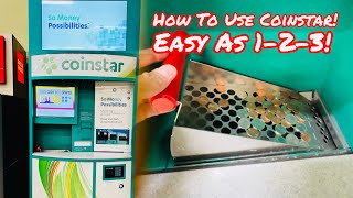 HOW TO USE THE COINSTAR MACHINE TO GET RID OF YOUR SPARE CHANGE WITH NO FEES My First Time Too [upl. by Erland]