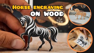 Hand carved small wooden horsewood working [upl. by Sherrod]