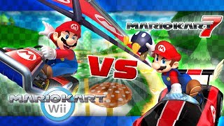 Mario Kart 7 vs Mario Kart Wii  Track Comparison [upl. by Nekcarb269]