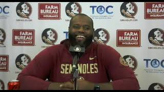 Florida State Football offensive line growing Travis leads in scrimmage for coordinator Alex Atkins [upl. by Nylitak247]