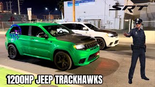 1200HP TRACKHAWKS RACE amp I GOT ARRESTED😱 caught on camera [upl. by Eseekram34]