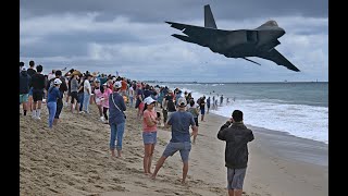 F22 Raptor Falling backwards in Falling leaf maneuver  Pacific Airshow Huntington beach [upl. by Hervey603]