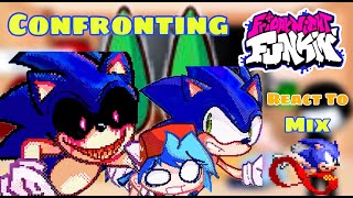 Confronting yourself FF MIX Good amp Bad Ending  Fnf React To BF Sonic amp SonicEXE [upl. by Ognimod]