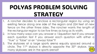 POLYAS PROBLEM SOLVING STRATEGY [upl. by Blakely829]