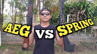 Perbandingan Tembakan Airsoft AEG dan Spring [upl. by Assadah]