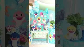 Baby Shark Party Decoration Ideas for Birthday with Balloons At Home Balloon Decor I shorts [upl. by Haas824]