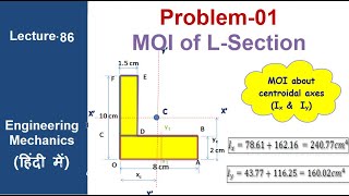 Moment of inertia of LSECTION about centroidal axis problem01 lecture86 ENGINEERINGMECHANICS [upl. by Airdnalahs]