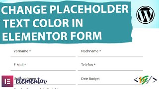 How to Change Placeholder Text Color in Elementor Pro Form in WordPress [upl. by Aleicarg]