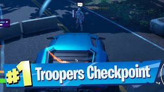 Drive a vehicle from Chonkers Speedway or Logjam Lumberyard to a Stormtrooper Checkpoint  Fortnite [upl. by Erodeht768]