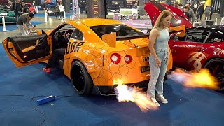 Supercars Revving at Car Show  LOUD SVJ GTR R35 Catches FIRE Regera Top Secret Supra [upl. by Gariepy]