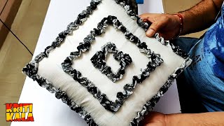 DIY Easy Cushion Covers amp Pillow Covers Cutting and Stitching  How to Make a Ruffle Cushion Covers [upl. by Akcired42]