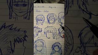 Anime Hairstyle  DAY 02  Learning to draw Anime hairs anime hairs howtodraw animedrawing [upl. by Hennahane]