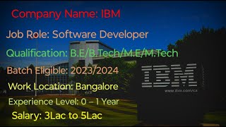 IBM Off Campus Drive 2024 Hiring Software Developer నోటిఫికేషన్ Graduate అయితే చాలు Nthetechee [upl. by Avehstab]