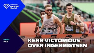 Josh Kerr breaks British mile record to beat Jakob Ingebrigtsen in Eugene  Wanda Diamond League [upl. by Kolosick]