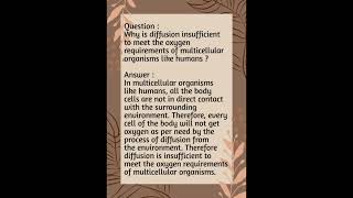 Why is diffusion insufficient to meet the O² requirements of multicellular organisms like humans [upl. by Renault]