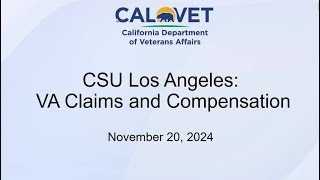 CalTAP  VA Claims and Compensation  11202024 [upl. by Gesner]