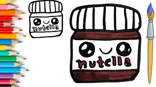 Nutella drawing  How to draw a cute Nutella drawing easy step by step [upl. by Airb]