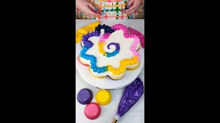 How to Create a Rainbow Swirl Cupcake Cake [upl. by Aldredge]