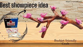 Unique wall putty tree art hand made Mseal birds ❤️ cute little birds showpiece making at home [upl. by Yrok125]