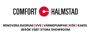 Renovera badrum Halmstad  VVS  värmepumpar  kök  kakel  Hos Comfort Halmstad med stort showroom [upl. by Aratihc]