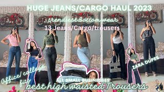 HUGE BOTTOM WEAR HAUL  Cargos Jeans  wide leg trousers  high waisted  ZARA and HampM Dupe [upl. by Ameen]