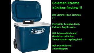 Kühlbox Thermobox Coleman Xtreme perfekt Camping Angeln Picknick Festivals Fishing Boot Review Video [upl. by Einnahpets]