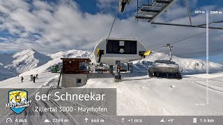 6er Schneekar Full Ride  Mayrhofen Zillertal 3000  Built by Doppelmayr in 2001 [upl. by Lydell]