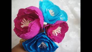 How to make simple Crepe paper peony Flower [upl. by Dore683]