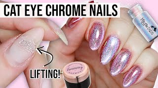 Cat Eye Nails With Chrome 😱 Plus How To Remove Lifting [upl. by Arodaeht]