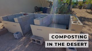 Building a 3Bin Compost Structure for my Desert Garden  No Talking Construction Process  Ep 3 [upl. by Greta]