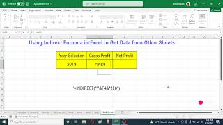 Indirect Formula in Excel Pull Data from other Sheets to Top Sheet based on Sheet Name [upl. by Ecnarretal371]