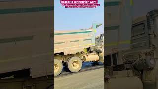 construction site workroad construction workbitumen roadRigid road laying of DBM [upl. by Nivag400]