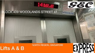 HDB Block 409 Woodlands  GEC Express Lift [upl. by Oirretna]