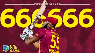 Kieron Pollard HITS Six Sixes in an Over  West Indies vs Sri Lanka  1st CG Insurance T20I [upl. by Jarlen]