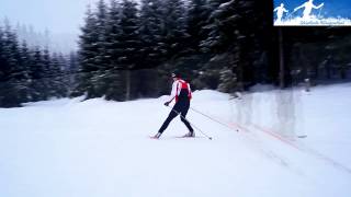 nordic skiing technique stopping  the snowplow with one foot in the lane [upl. by Persse]