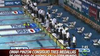 Omar Pinzón ganó 3 medallas de oro y 2 de bronce en Copa Mundo de natación RCN [upl. by Aihsekat]