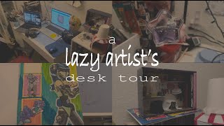 a lazy artists desk 🎨 intro vlog  mini desk tour [upl. by Frodina]