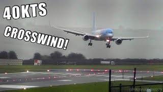 TUI Boeing 757 Comes into Land SIDEWAYS in 40 KNOT CROSSWIND at Bristol Airport During a STORM [upl. by Eetsirhc86]