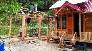 Kitchen construction roofing wooden flooring for the kitchen [upl. by Nylhsa]