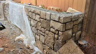 How to build Ashlar stone walls with flagstone cap amp stairs DIY stonemasonry stonework [upl. by Ainitsirc]