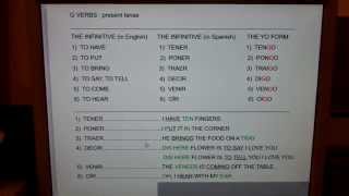 G VERBS present tenseinfinitives and yo forms and how to remember [upl. by Ahsinad]