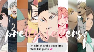 Haikyuu Texts Pretty Setters Boss Bitch Lyric Prank [upl. by Cavallaro577]